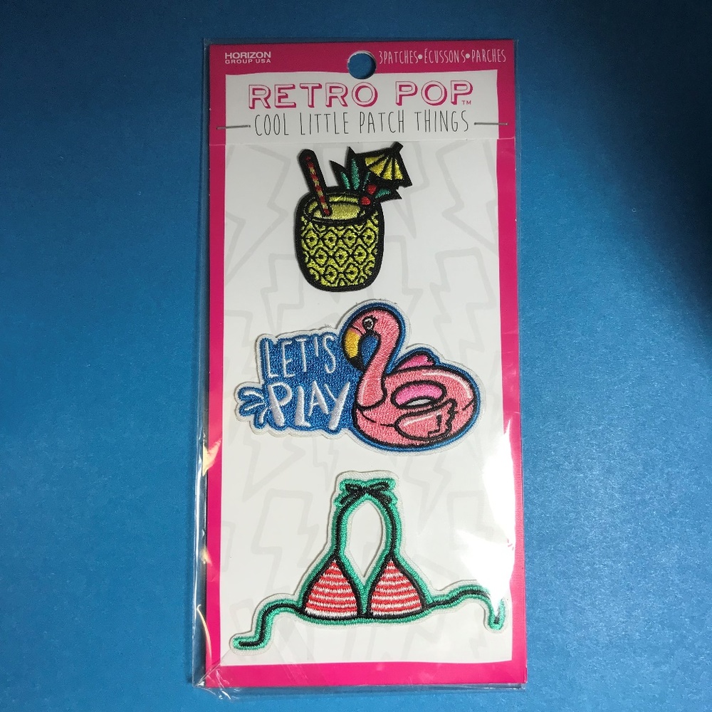 Set of 3 Drink Let's Play Flamingo Top Patches